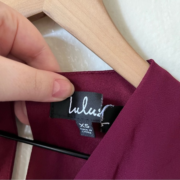 Lulus | Luck and Love Burgundy Three-Quarter Sleeve Romper - Picture 4 of 8